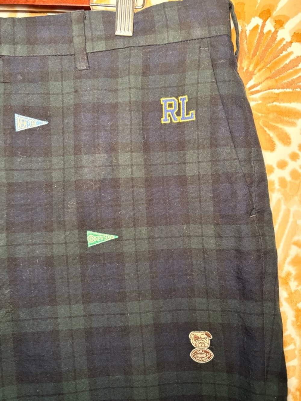 Ralph Lauren Plaid Shorts | Navy Green Prep | Golf/Resort Summer | Size 38 - Picture 6 of 7